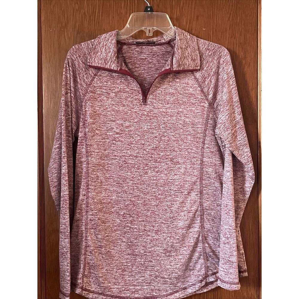 Miusey Women Red Pullover M Long Sleeve Zip